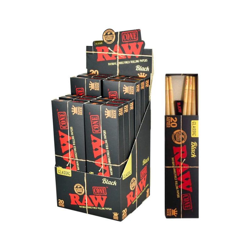 Raw 20pk Cones Black King Size